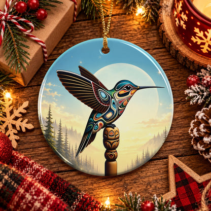 Hummingbird Totem Journey Ceramic Ornament
