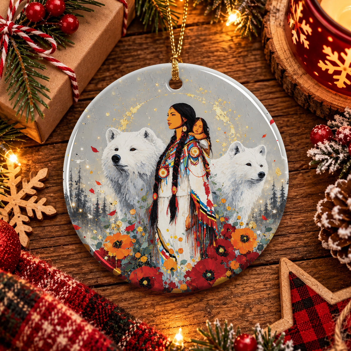 Mother Bear Spirit Ceramic Ornament