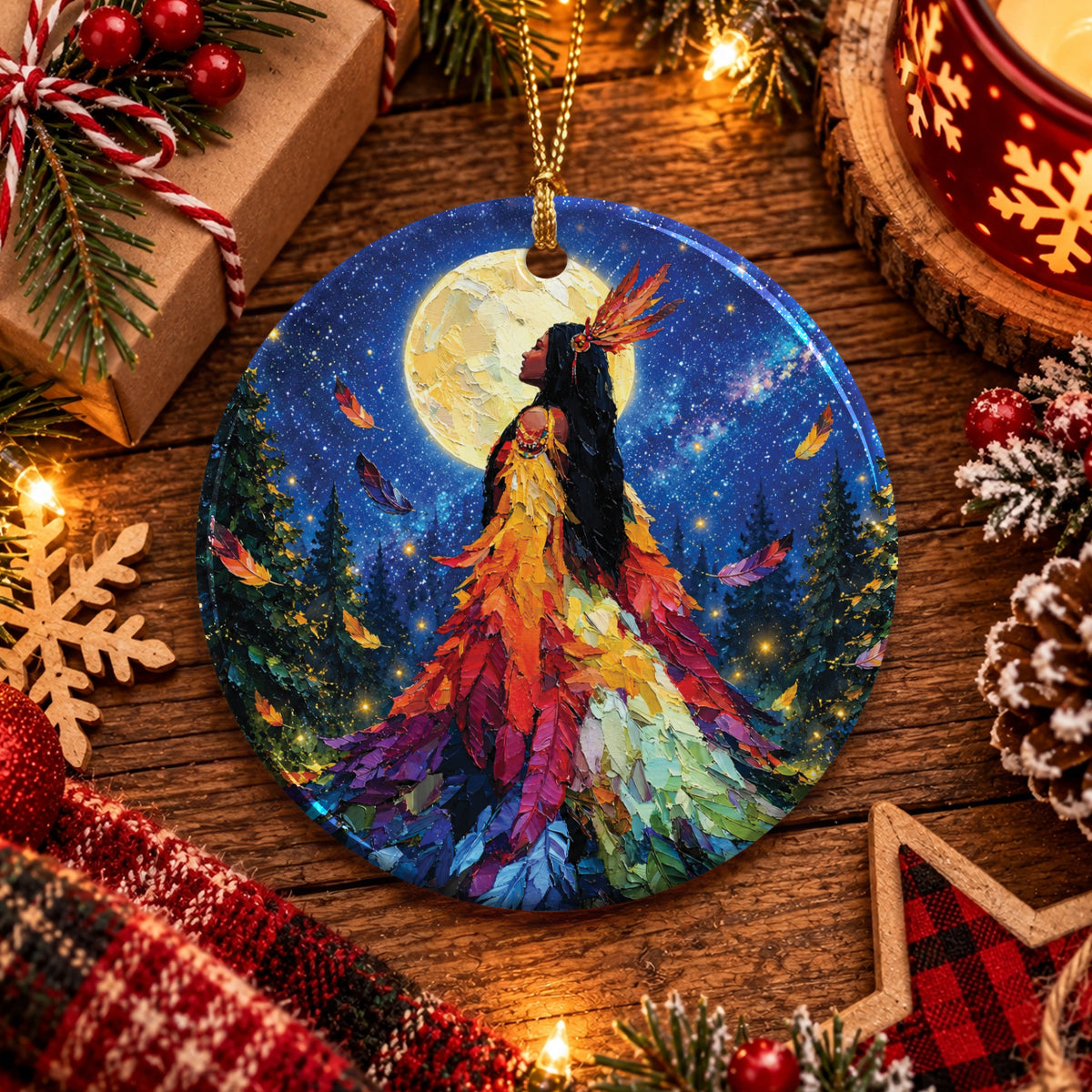 Feathered Woman Majesty Ceramic Ornament