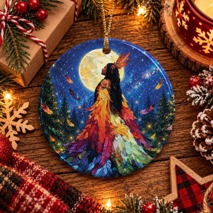 Feathered Woman Majesty Ceramic Ornament