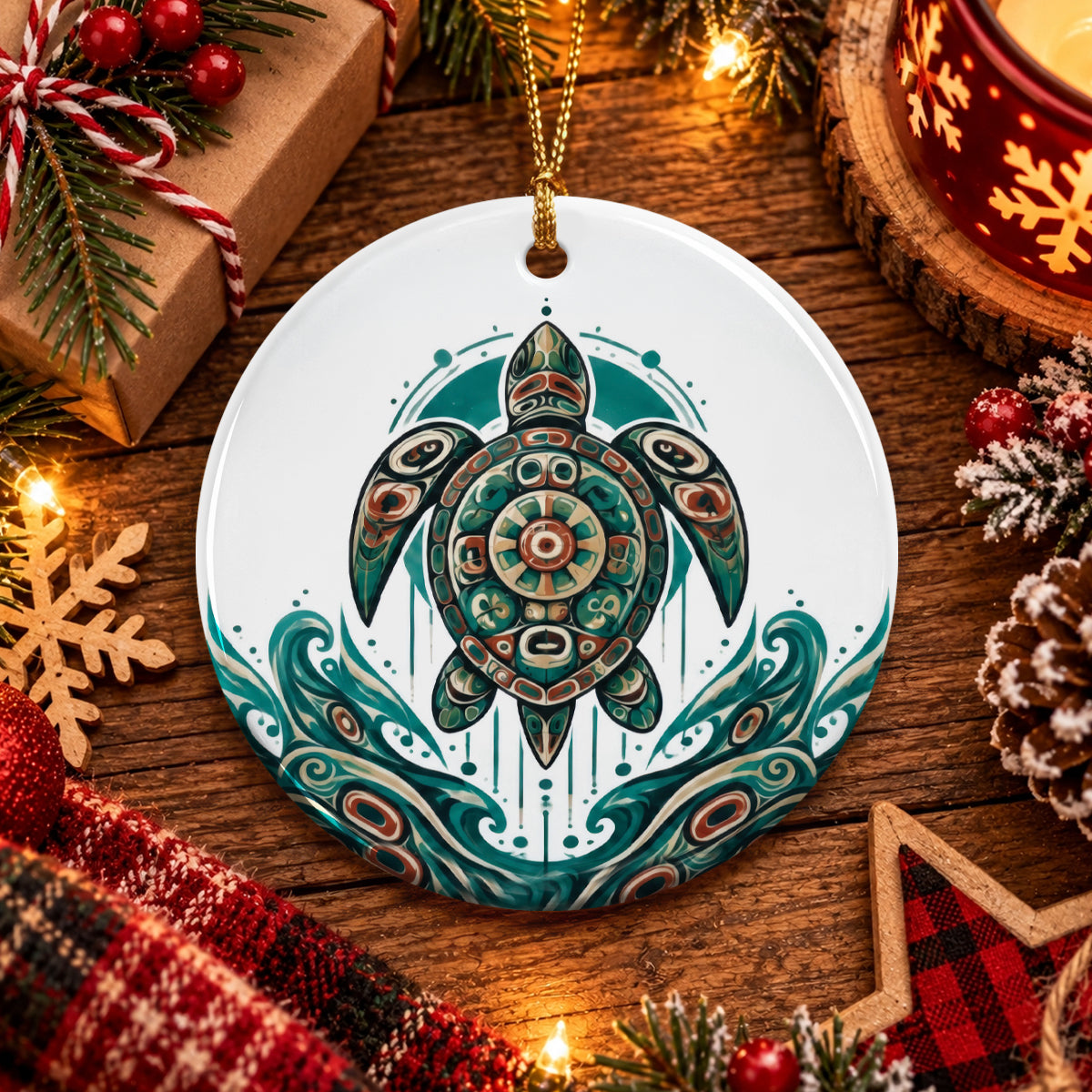 Ancient Turtle Guardian Ceramic Ornament