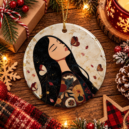 Sacred Butterfly Woman Ceramic Ornament