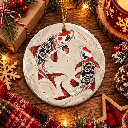 Sacred Koi Harmony Ceramic Ornament