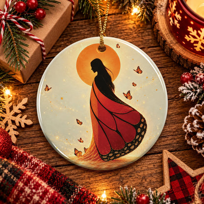 Amber Butterfly Woman Ceramic Ornament