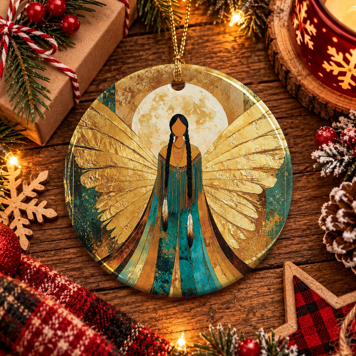 Sacred Winged Woman Ceramic Ornament