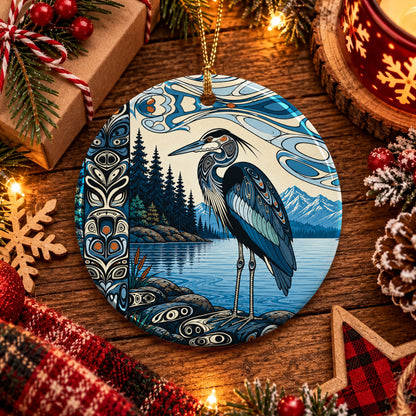 Blue Lake Guardian Ceramic Ornament