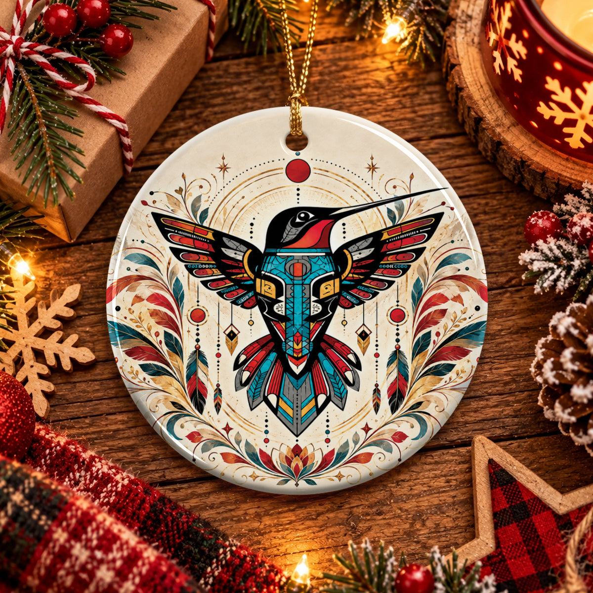 Celestial Hummingbird Legacy Ceramic Ornament