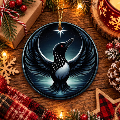 Loon of the Silver Moon Ceramic Ornament