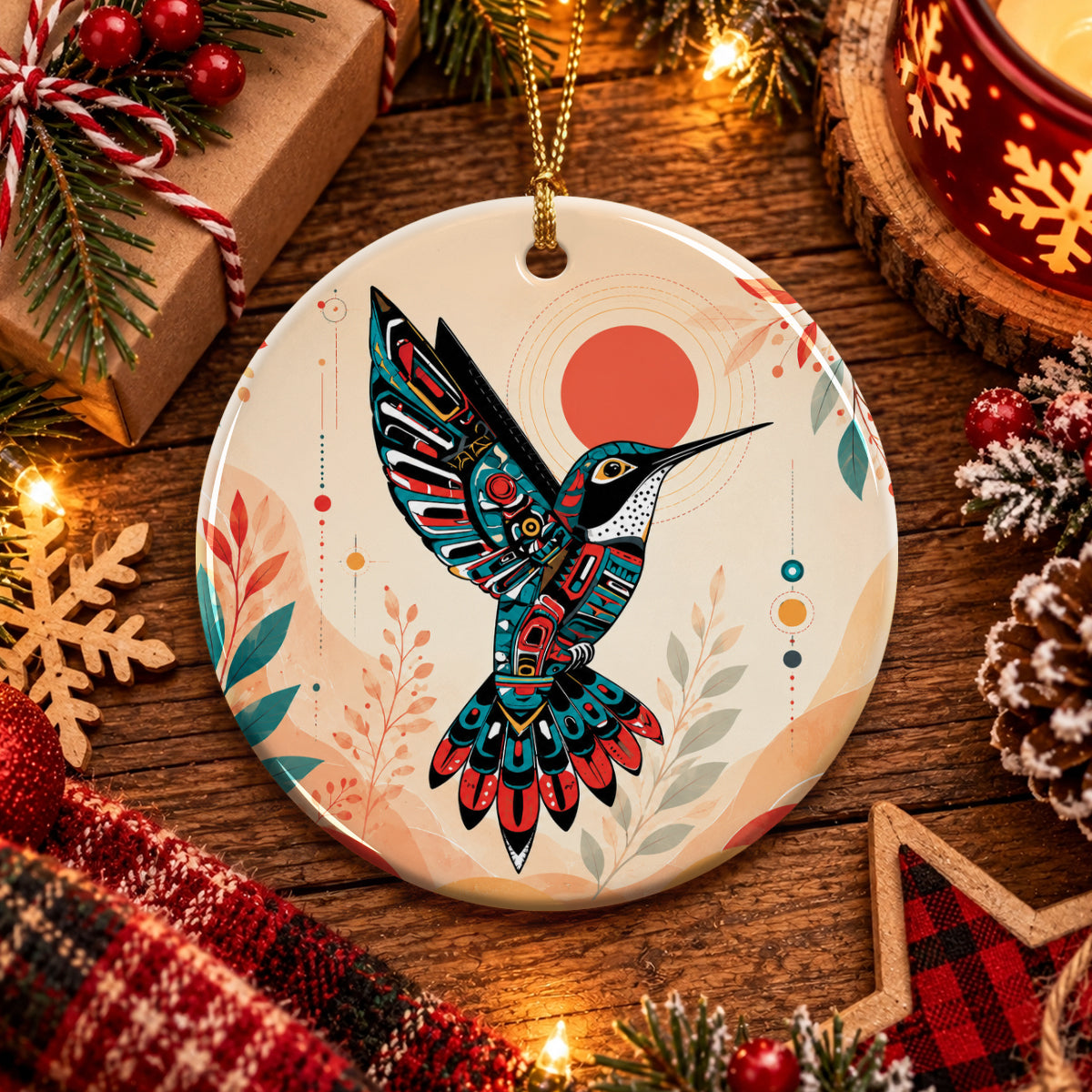 Hummingbird Solar Awakening Ceramic Ornament