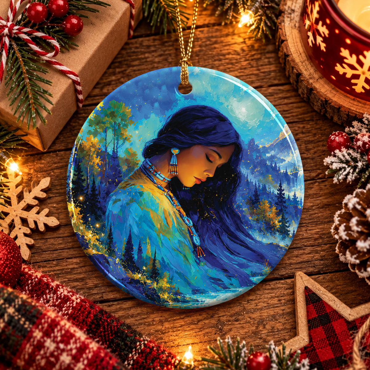 Turquoise Woman Grace Ceramic Ornament
