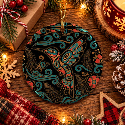Hummingbird Garden Nocturne Ceramic Ornament