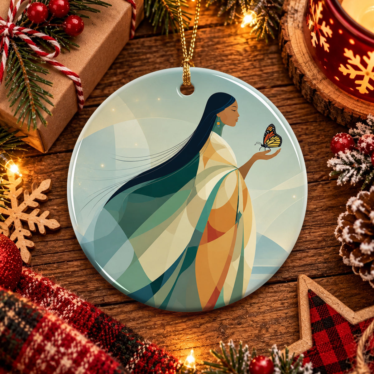 Butterfly Woman Spirit Ceramic Ornament