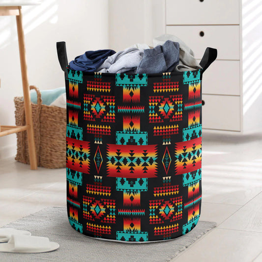 Black Native Tribes Pattern Laundry Basket 13 NBD