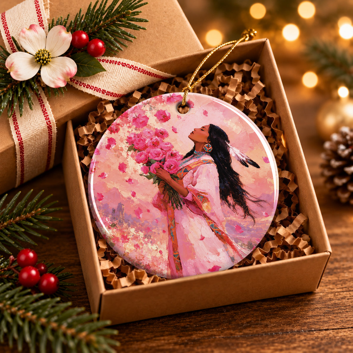 Rose Woman Elegance Ceramic Ornament