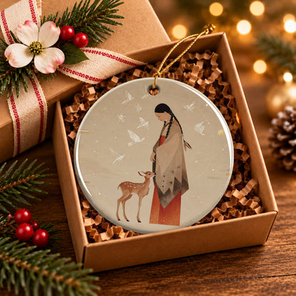 Sacred Woman Deer Spirit Ceramic Ornament