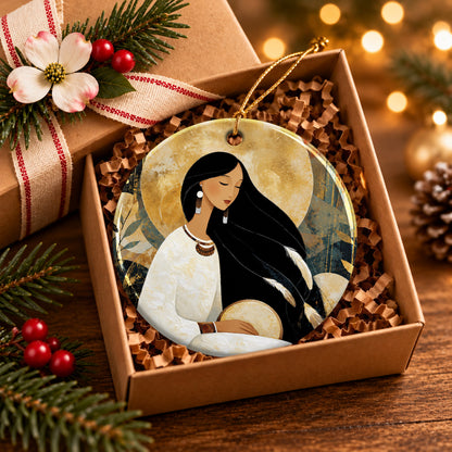 Golden Moon Maiden Ceramic Ornament