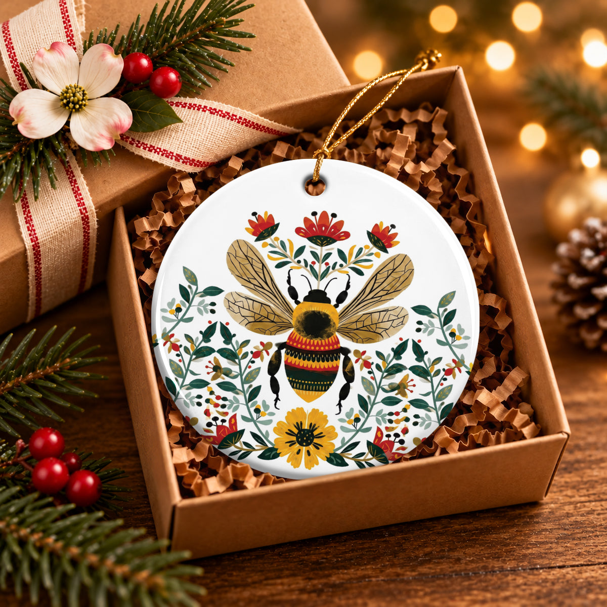 Bee Spirit of the Wildflowers Ceramic Ornament