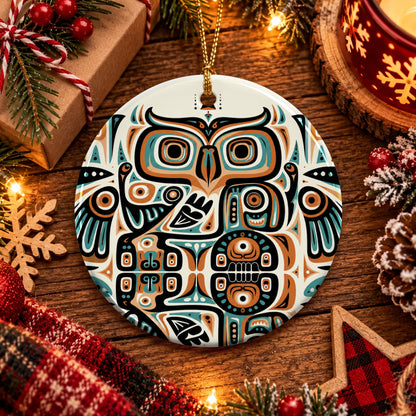 Celestial Owl Spirit Ceramic Ornament