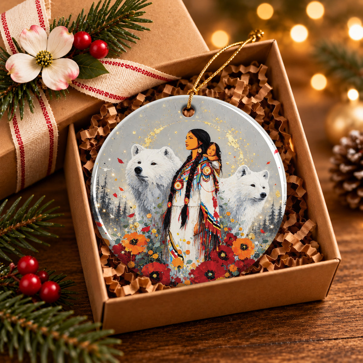 Mother Bear Spirit Ceramic Ornament