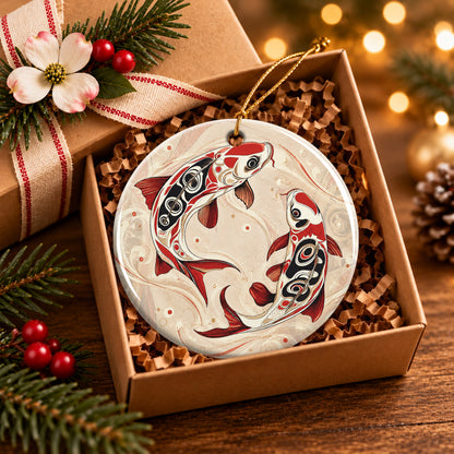 Sacred Koi Harmony Ceramic Ornament