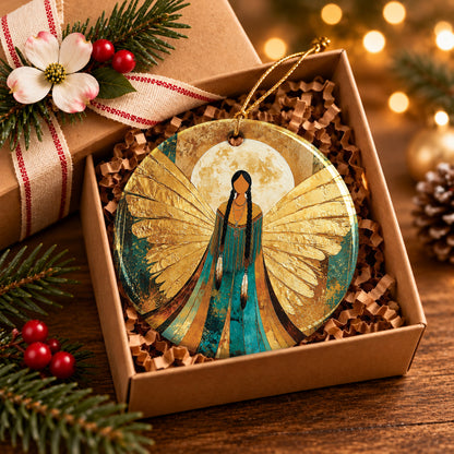 Sacred Winged Woman Ceramic Ornament