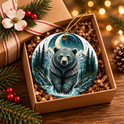 Moonlit Bear Ceramic Ornament