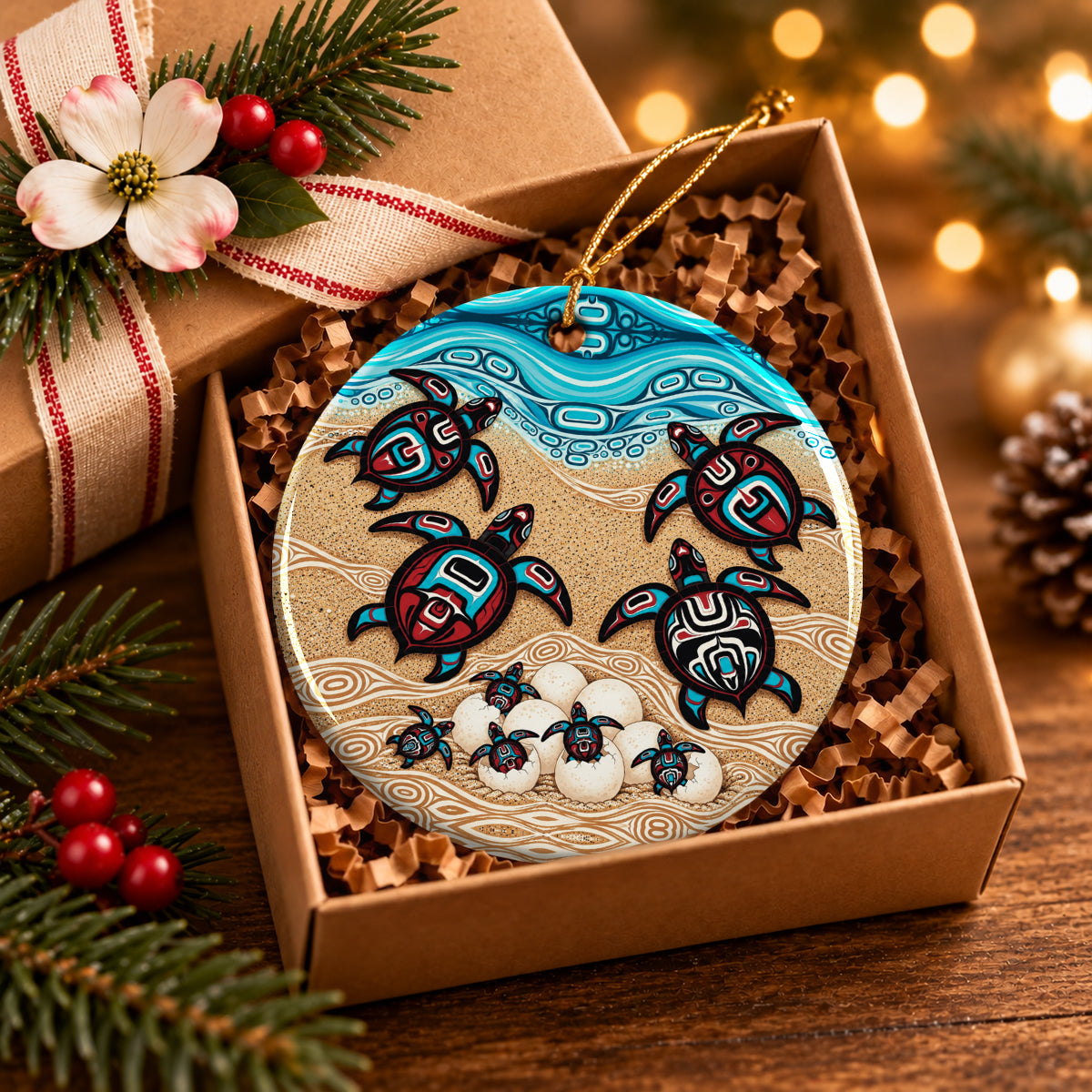 Sea Turtle Sacred Journey Ceramic Ornament