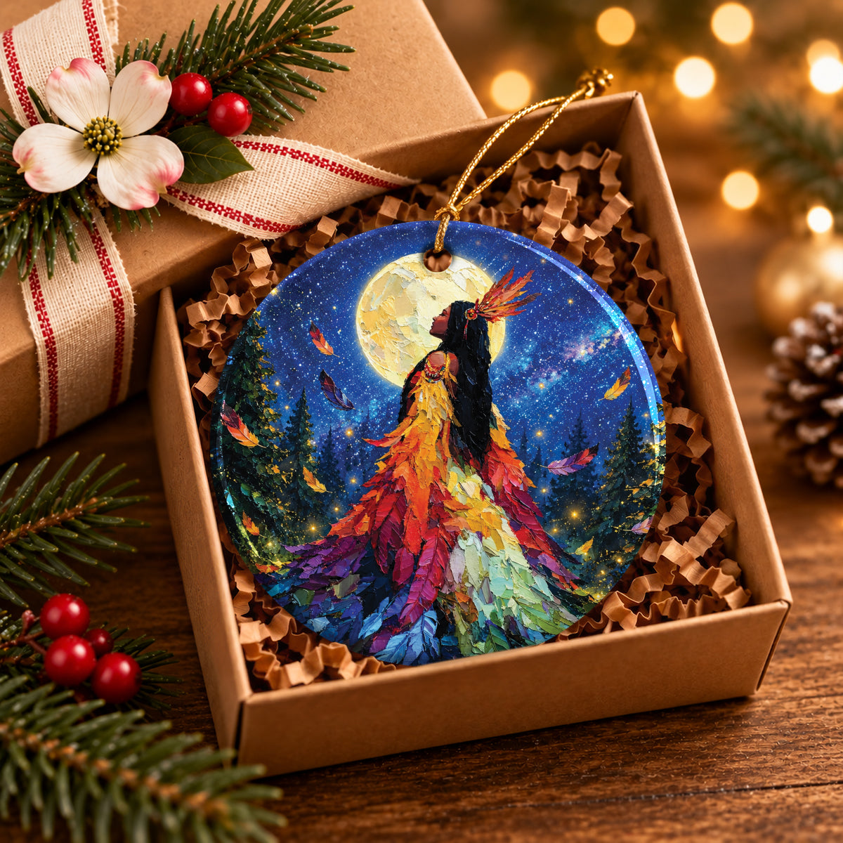 Feathered Woman Majesty Ceramic Ornament