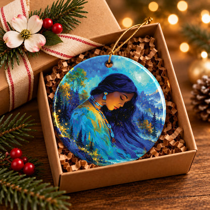 Turquoise Woman Grace Ceramic Ornament