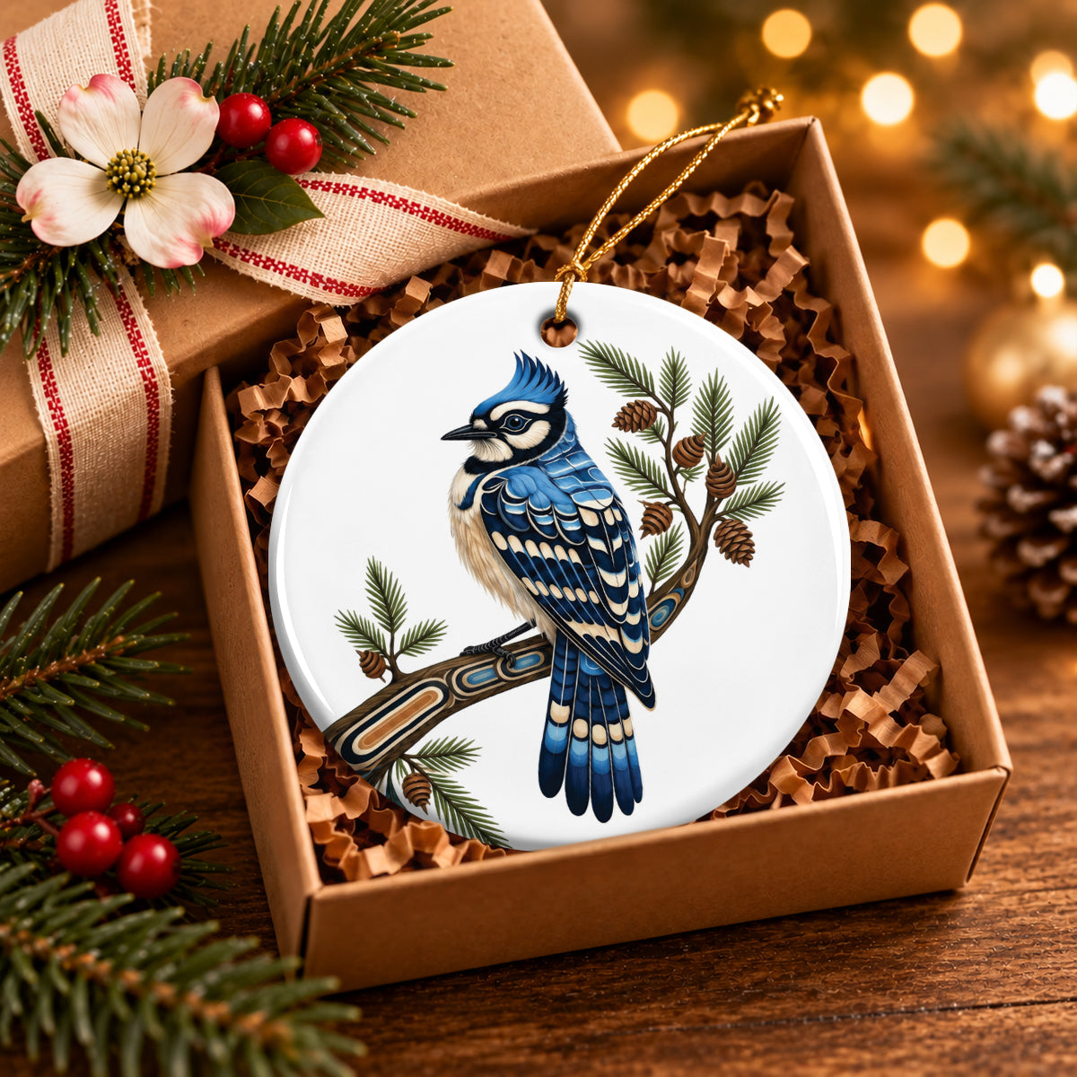 Blue Feather Legacy Ceramic Ornament