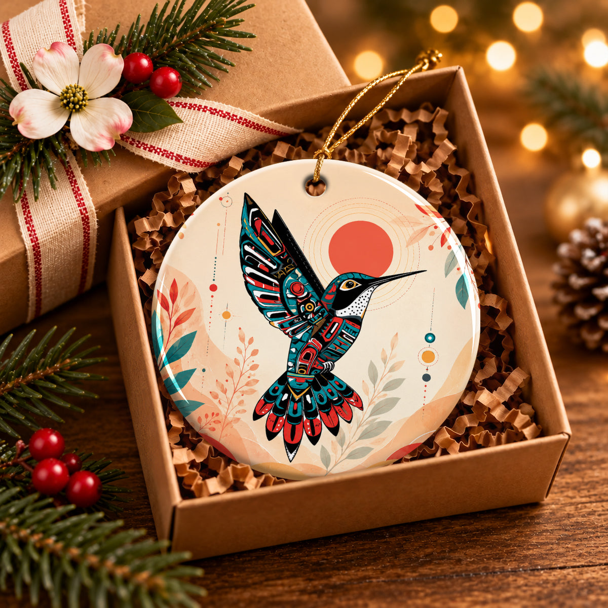 Hummingbird Solar Awakening Ceramic Ornament