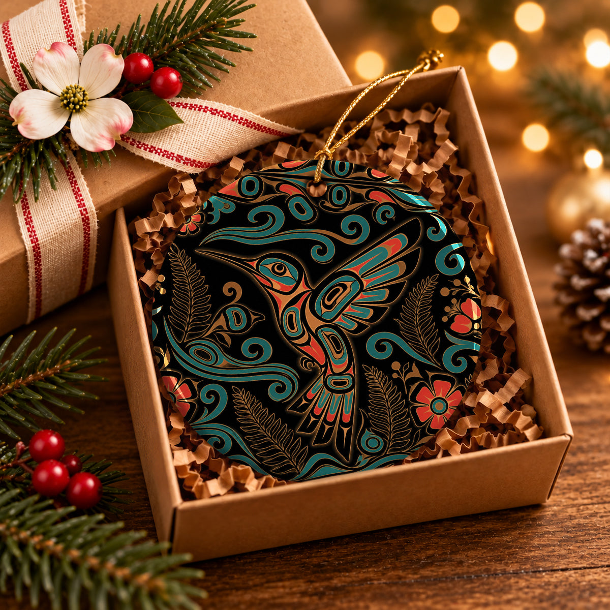 Hummingbird Garden Nocturne Ceramic Ornament