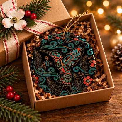 Hummingbird Garden Nocturne Ceramic Ornament
