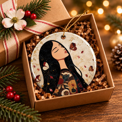 Sacred Butterfly Woman Ceramic Ornament