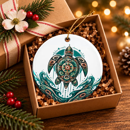 Ancient Turtle Guardian Ceramic Ornament