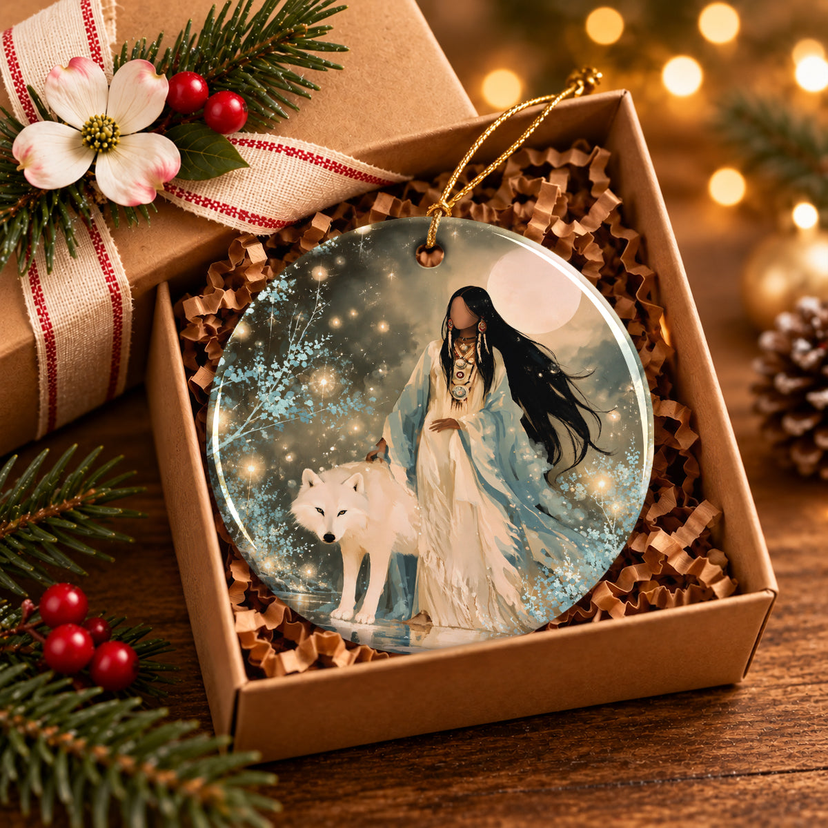 Silver Frost Woman Ceramic Ornament