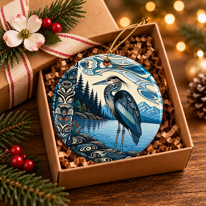 Blue Lake Guardian Ceramic Ornament