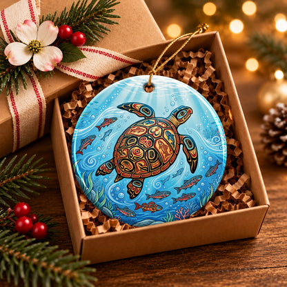 Sacred Turtle Ocean Ceramic Ornament
