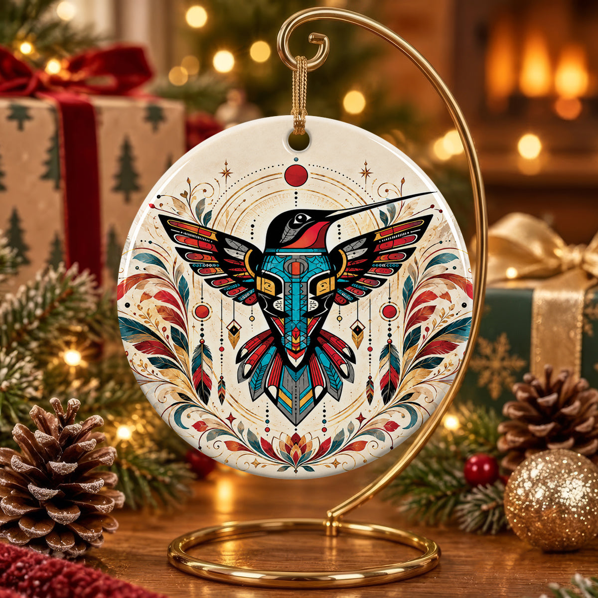 Celestial Hummingbird Legacy Ceramic Ornament