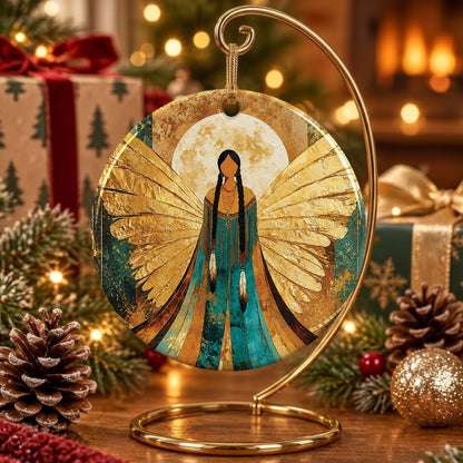 Sacred Winged Woman Ceramic Ornament