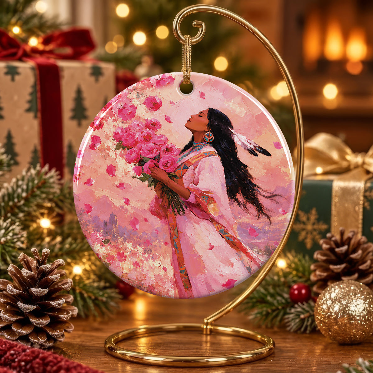 Rose Woman Elegance Ceramic Ornament