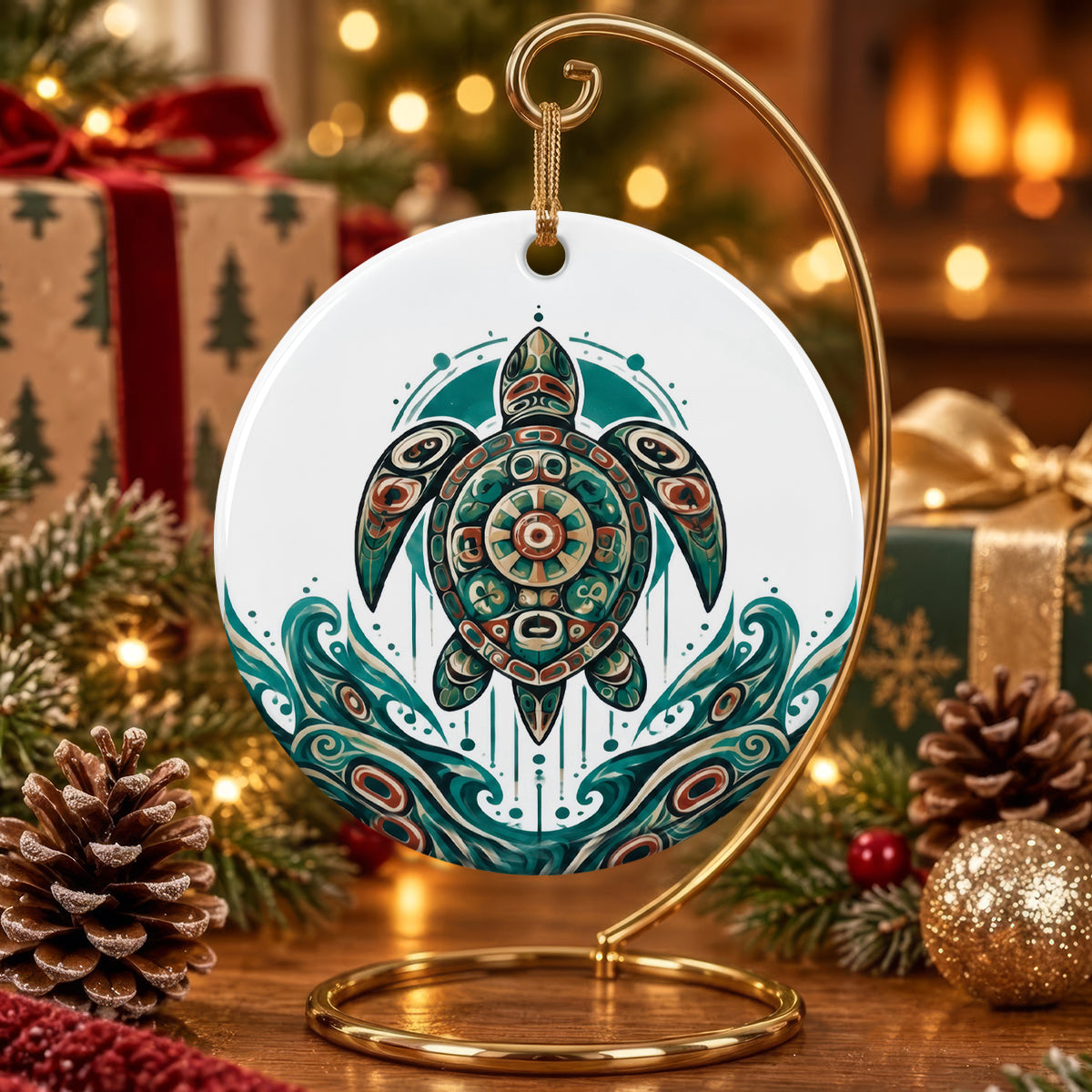 Ancient Turtle Guardian Ceramic Ornament