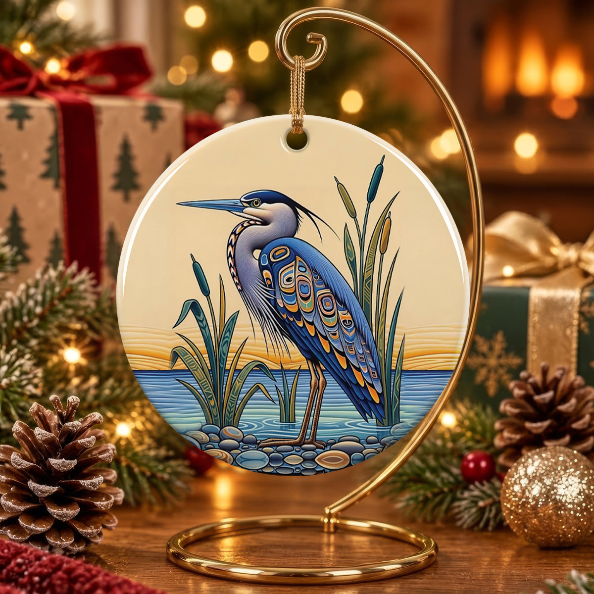 Blue Lake Serenity Ceramic Ornament
