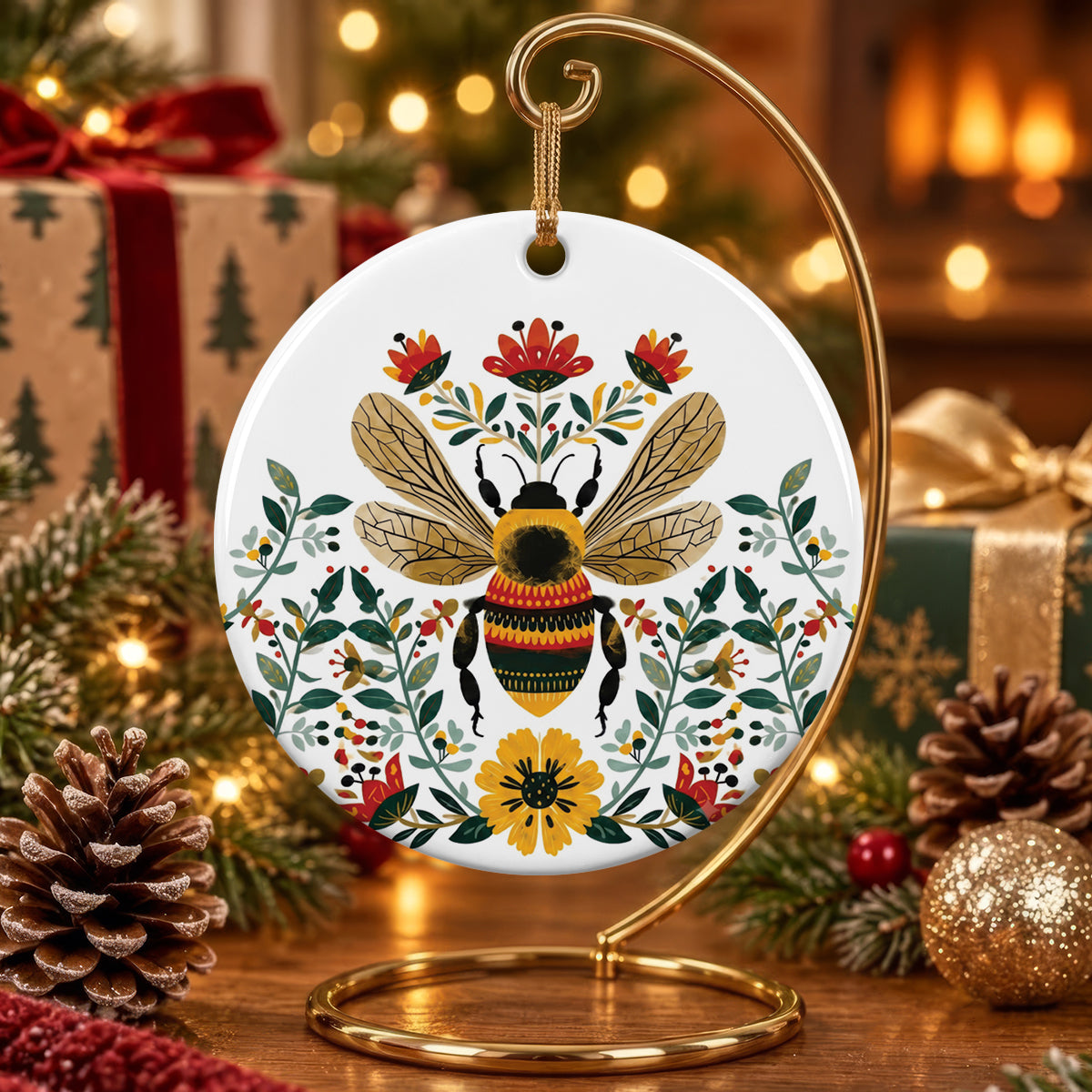 Bee Spirit of the Wildflowers Ceramic Ornament