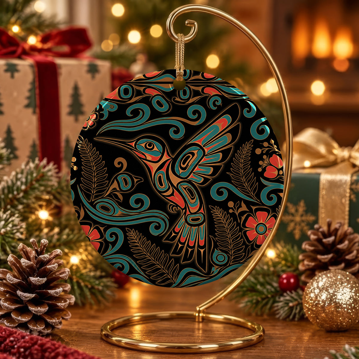Hummingbird Garden Nocturne Ceramic Ornament