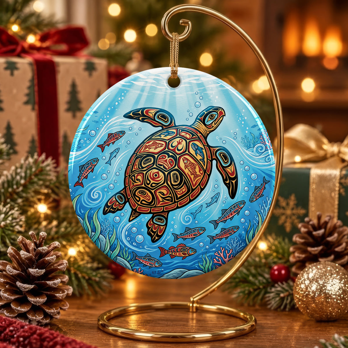 Sacred Turtle Ocean Ceramic Ornament