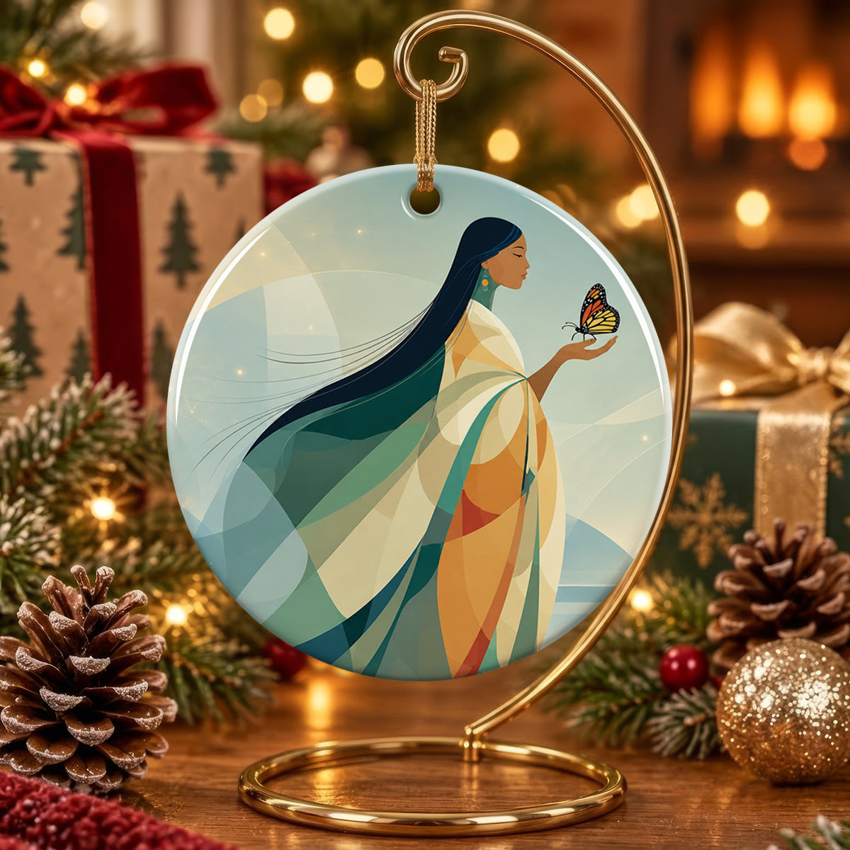 Butterfly Woman Spirit Ceramic Ornament