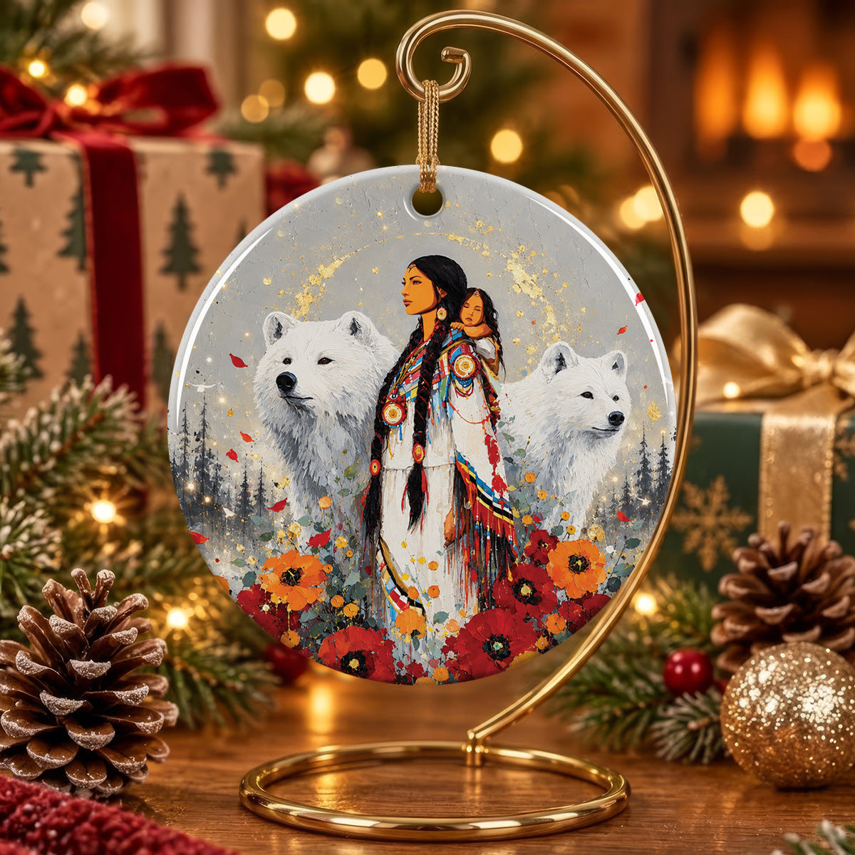 Mother Bear Spirit Ceramic Ornament