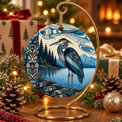 Blue Lake Guardian Ceramic Ornament