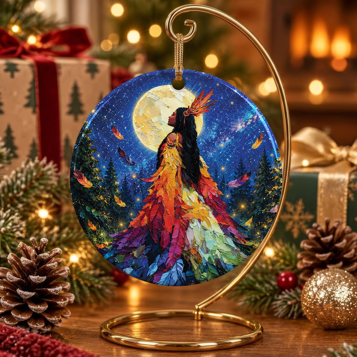 Feathered Woman Majesty Ceramic Ornament